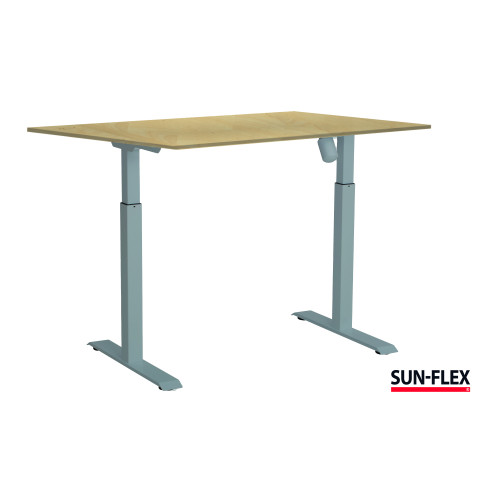 Reguliuojamo aukščio stalas SUN-FLEX ADAPT I, pilkas rėmas, beržo stalviršis