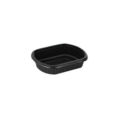 Maisto dėžutė MEALBOX, juoda, PP, 952 ml, 207x170x50 mm, 63 vnt.-Vienkartiniai indai-Indai
