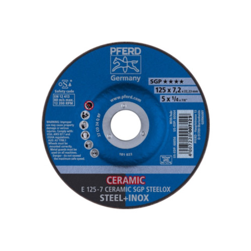 Šlifavimo diskas PFERD E125-7 Ceramic SGP Steelox-Metalo šlifavimo diskai-Abrazyvai