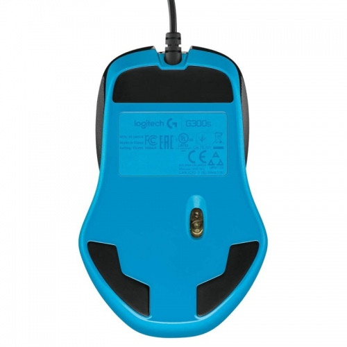 Logitech G G300S Laidinė žaidimų pelė, USB Type-A, 2500 DPI, Juoda/Mėlyna-Klaviatūros, pelės