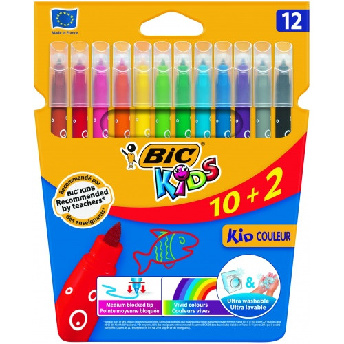 Bic Spalvoti flomasteriai Kids Couleur 12 spalvų rinkinys 103226-Flomasteriai-Piešimo priemonės