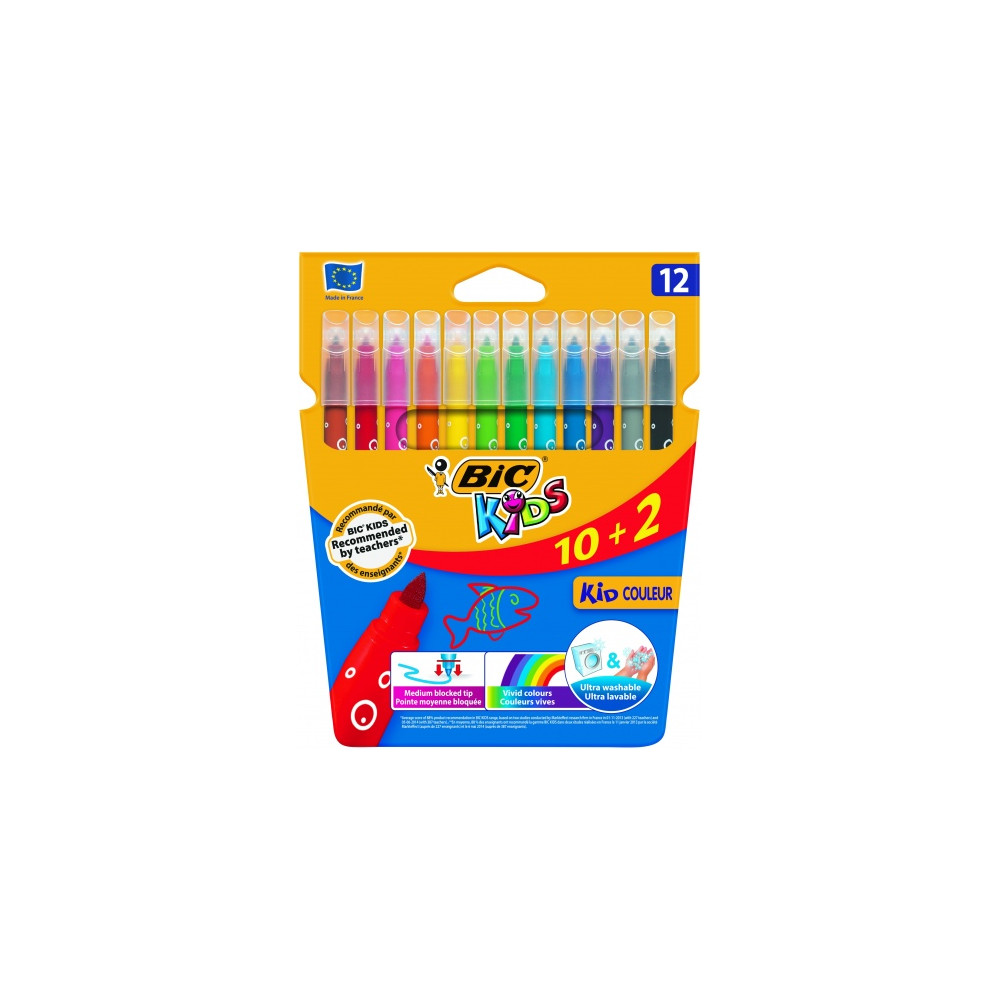 Bic Spalvoti flomasteriai Kids Couleur 12 spalvų rinkinys 103226-Flomasteriai-Piešimo priemonės