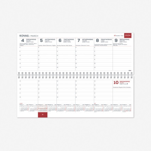 Horizontalus stalo kalendorius Memo PVC 2024m. bordo-Kalendoriai ir darbo knygos-BIURO