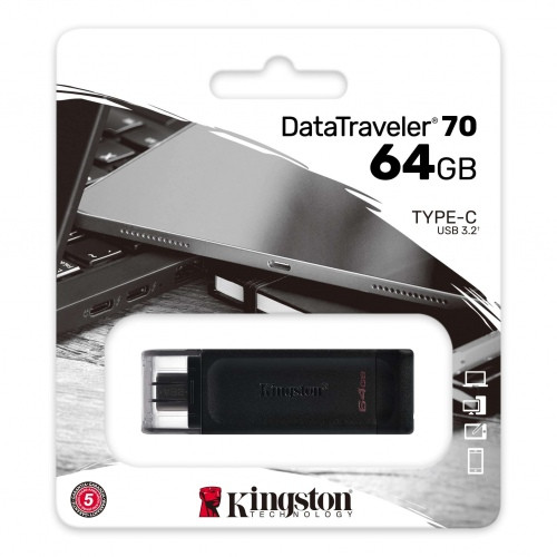USB atmintinė Kingston 64GB USB-C 3.2 Gen 1 DT 70-USB raktai-Išorinės duomenų laikmenos