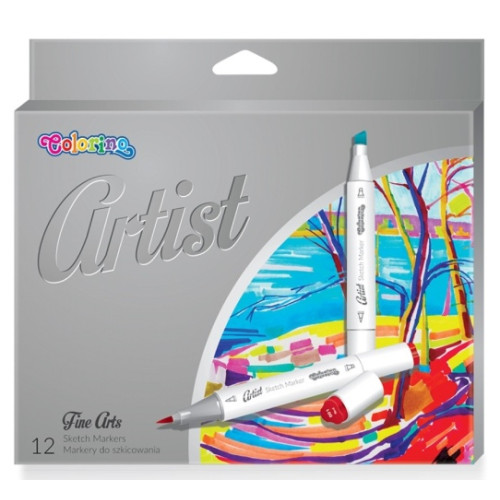Žymekliai eskizams dvipusiai Colorino Artist 12 spalvų-Flomasteriai-Piešimo priemonės
