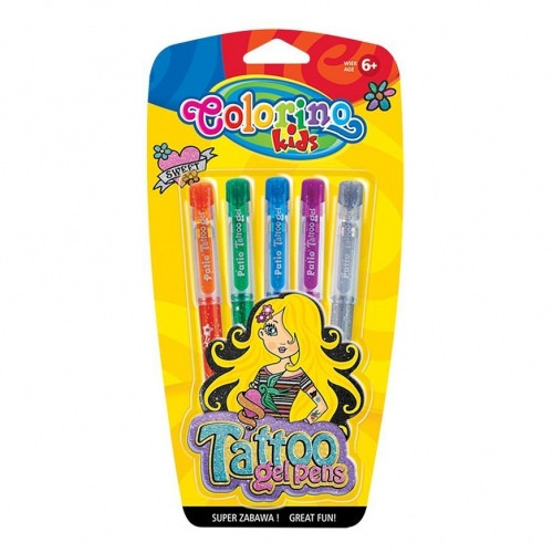 Gelio rašikliai tatuiruotėms Colorino Kids 5 spalvų-Dekoravimo priemonės-Ugdymo ir kūrybos