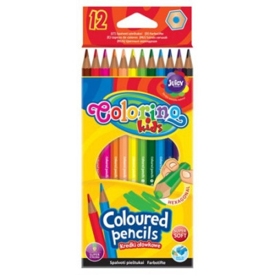 Spalvoti pieštukai Colorino Kids šešiakampiai, 12 spalvų-Spalvoti pieštukai-Piešimo priemonės