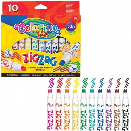 Flomasteriai Colorino Kids Zig Zag, 10 spalvų-Neoriginalios spausdintuvų kasetės-SPAUSDINTUVAI