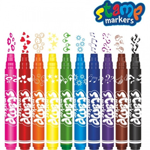 Flomasteriai Colorino Kids dvipusiai su antspaudukais, 10 spalvų-Flomasteriai-Piešimo priemonės