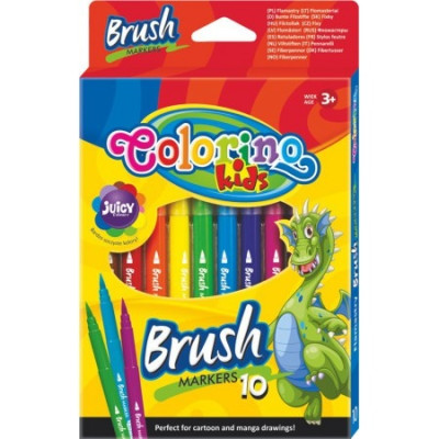 Flomasteriai teptukiniai Colorino Kids Brush, 10 spalvų-Flomasteriai-Piešimo priemonės