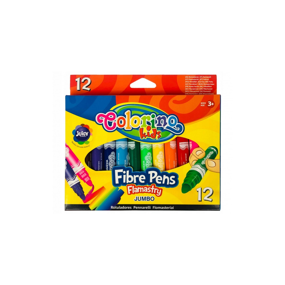 Flomasteriai Colorino Kids Jumbo, 12 spalvų-Flomasteriai-Piešimo priemonės
