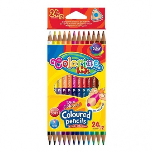 Spalvoti pieštukai Colorino Kids trikampiai, 12 vnt. / 24 spalvos-Neoriginalios spausdintuvų