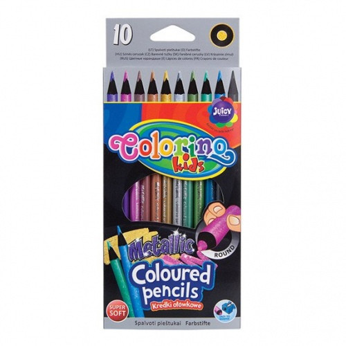 Spalvoti pieštukai Colorino Kids Metallick 10 blizgių spalvų-Spalvoti pieštukai-Piešimo