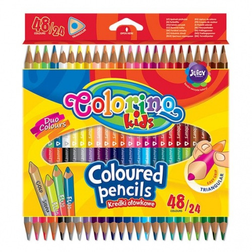 Spalvoti pieštukai Colorino Kids trikampiai, 24 vnt./48 spalvos-Neoriginalios spausdintuvų