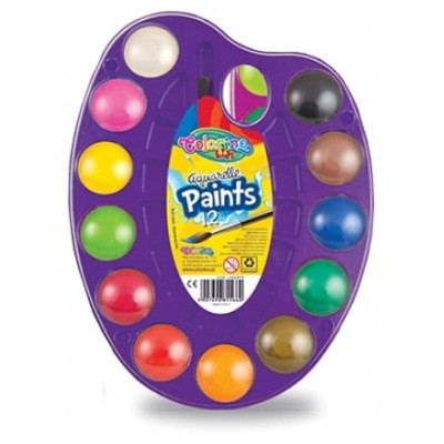Akvarelė Colorino Kids paletėje 12 spalvų-Dažai-Piešimo priemonės