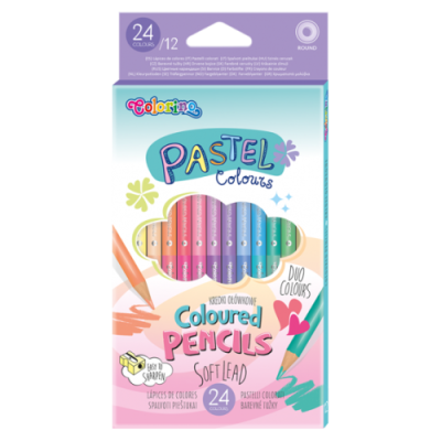 Spalvoti pieštukai dvipusiai Colorino Pastel 12vnt / 24 pastelinių spalvų-Neoriginalios