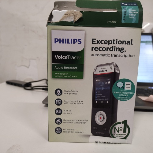 Ecost prekė po grąžinimo Philips Voicetracer DVT2810 garso įrašymo įrenginys su Dragon Speech