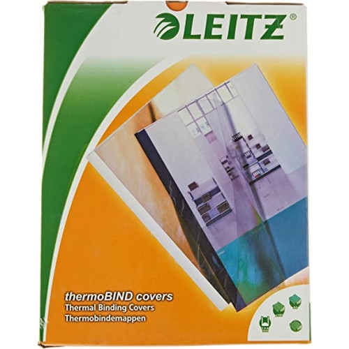 Ecost prekė po grąžinimo Leitz 3 mm termobindų surišimo dangteliai skaidrūs/balti, pakuotė