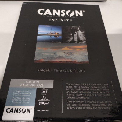 Ecost prekė po grąžinimo Canson Infinity Edition Etching Rag, 310 gsm, A4, 25 lapai-Popierius