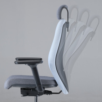 Up Up Athene ergonominė biuro kėdė Juoda, Pilkas + Mėlynas audinys-Kėdės-Biuro baldai