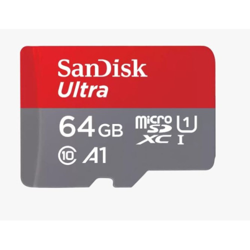 Atminties kortelė SanDisk Ultra microSDXC 64GB + SD Adapter 140MB/s A1 Class 10 UHS-I