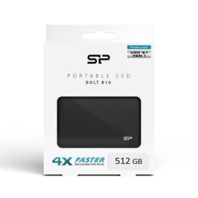 Silicon Power Bolt B10 Išorinis SSD Diskas 512 GB read/write: 400 MB/s-Išoriniai kietieji
