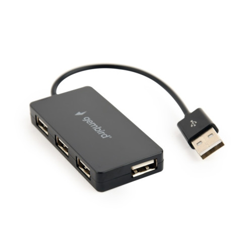 Gembird UHB-U2P4-04 USB Šakotuvas, USB 2.0 480 Mbit/s, Juoda-Kiti priedai-Kompiuterių priedai