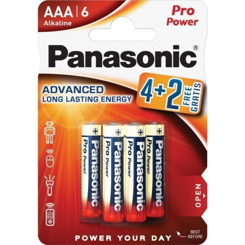 Panasonic Pro Power battery LR03PPG/6B (4+2)-Fotoaparatų baterijos-Fotoaparatai ir jų priedai
