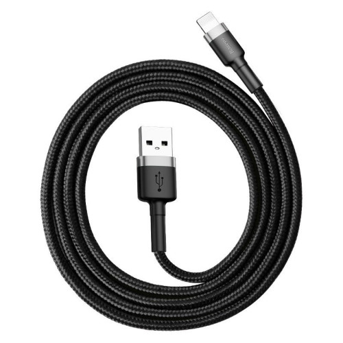 Baseus Cafule USB Lightning Cable 2,4A 1m (Gray+Black)-Laidai ir adapteriai-Baterijos, laidai
