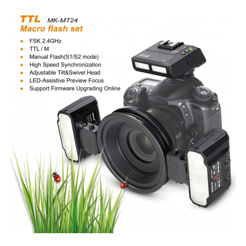 Meike Macro Twin Flash Kit MK-MT24 Canon-Blykstės-Fotoaparatai ir jų priedai