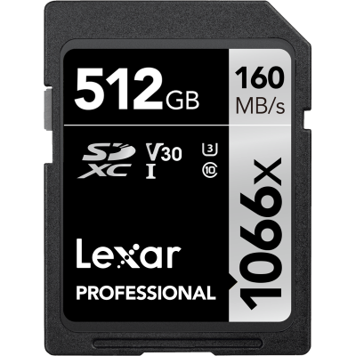LEXAR PRO 1066X SDXC U3 (V30) UHS-I R160/W120 512GB-SDHC kortelės-Skaitmeninės laikmenos