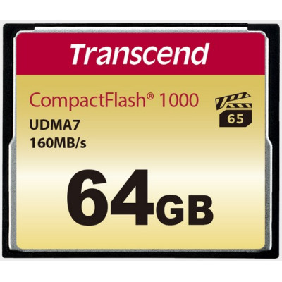 Transcend Compact Flash 64GB 1000x-CF kortelės-Skaitmeninės laikmenos