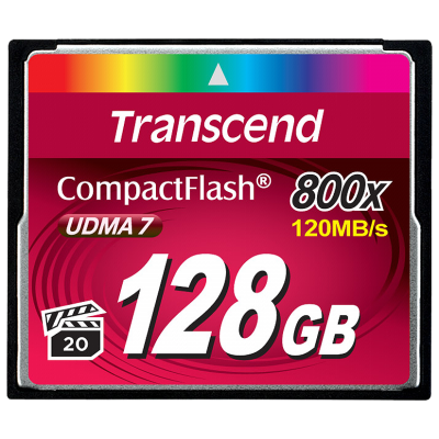 Transcend Compact Flash 128GB 800x-CF kortelės-Skaitmeninės laikmenos