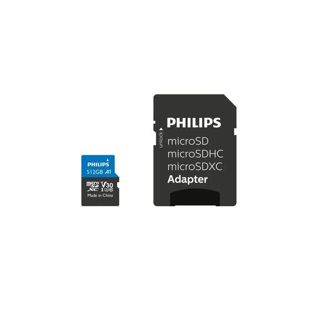 Philips MicroSDXC Card 512GB Class 10 UHS-I U3 incl. Adapter-MicroSD kortelės-Skaitmeninės