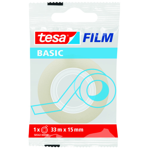 Lipni juosta TESA Film Basic, 15mm x 33m, skaidri-Lipnios juostelės-Pakavimo priemonės