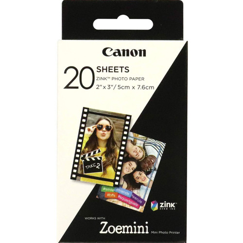 Canon 20 sheets ZP-2030 Photo Paper, White, 5 x 7.6 cm-Fotoplokštelės momentiniams