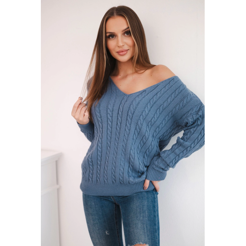 Moteriškas mėlynas megztinis Comb-Moteriški megztiniai-Moterims
