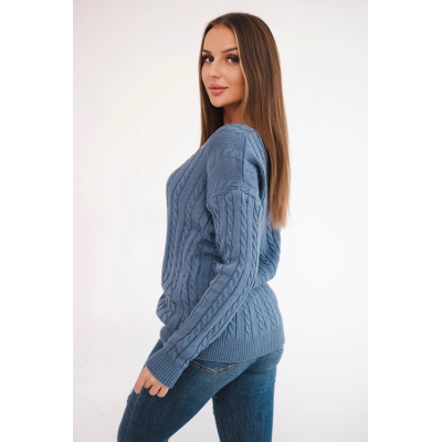 Moteriškas mėlynas megztinis Comb-Moteriški megztiniai-Moterims
