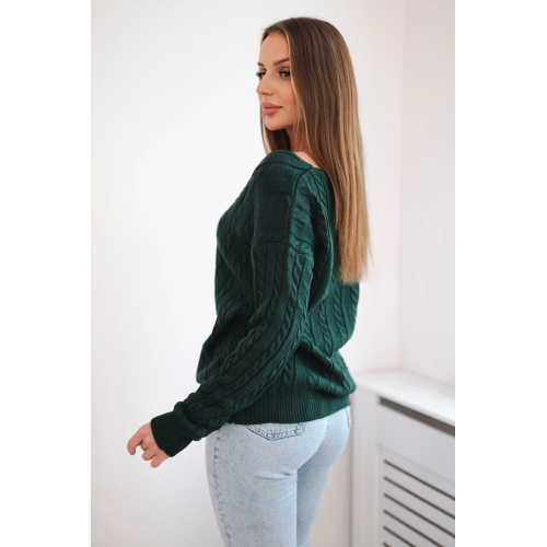 Moteriškas tamsiai žalias megztinis Comb-Moteriški megztiniai-Moterims