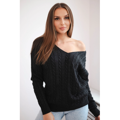 Moteriškas grafito spalvos megztinis Comb-Moteriški megztiniai-Moterims
