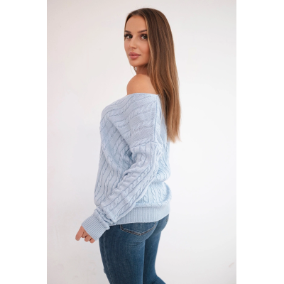 Moteriškas šviesiai mėlynas megztinis Comb-Moteriški megztiniai-Moterims