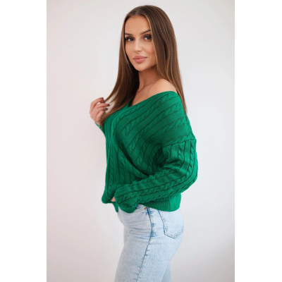 Moteriškas žalias megztinis Comb-Moteriški megztiniai-Moterims