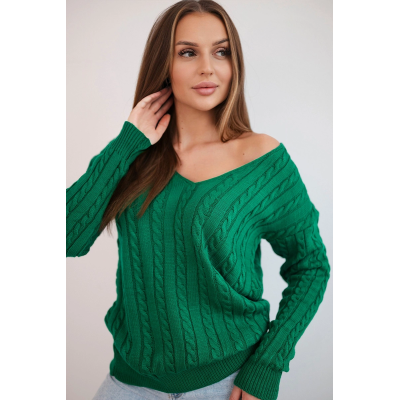 Moteriškas žalias megztinis Comb-Moteriški megztiniai-Moterims