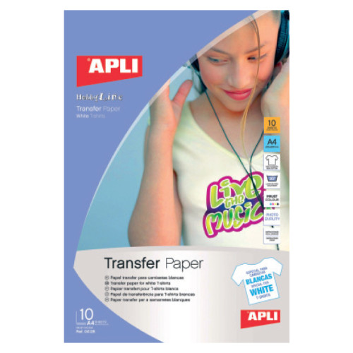 Foto popierius APLI T-SHIRT TRANSFER, A4, 10 lapų-Foto popierius-Popierius ir popieriaus