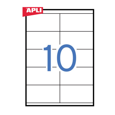 Lipnios etiketės APLI, 105 x 57 mm, A4, 10 lipdukai lape, 100 lapų, balta-Lipnios etiketės ir
