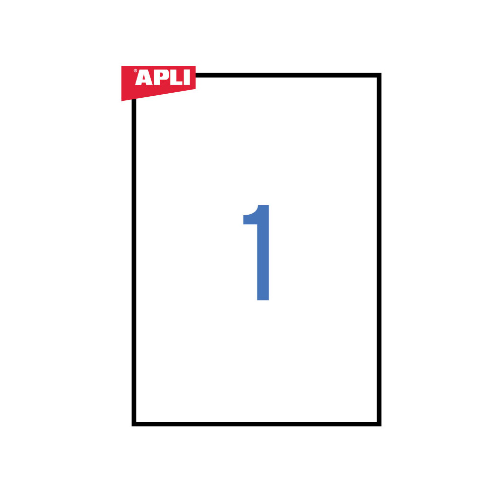 Lipnios etiketės APLI, 210 x 297 mm, A4, 1 lipdukai lape, 100 lapų, balta-Lipnios etiketės ir