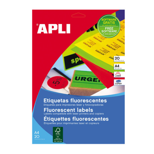 Lipnios etiketės APLI, 99,1 x 67,7 mm, A4, 8 lipdukai lape, 20 lapų-Lipnios etiketės ir