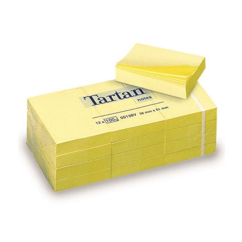 Lipnūs lapeliai TARTAN, 38 x 51 mm, geltona sp., 12 vnt./pak.-Lipnios etiketės ir