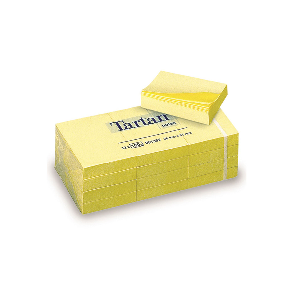 Lipnūs lapeliai TARTAN, 38 x 51 mm, geltona sp., 12 vnt./pak.-Lipnios etiketės ir