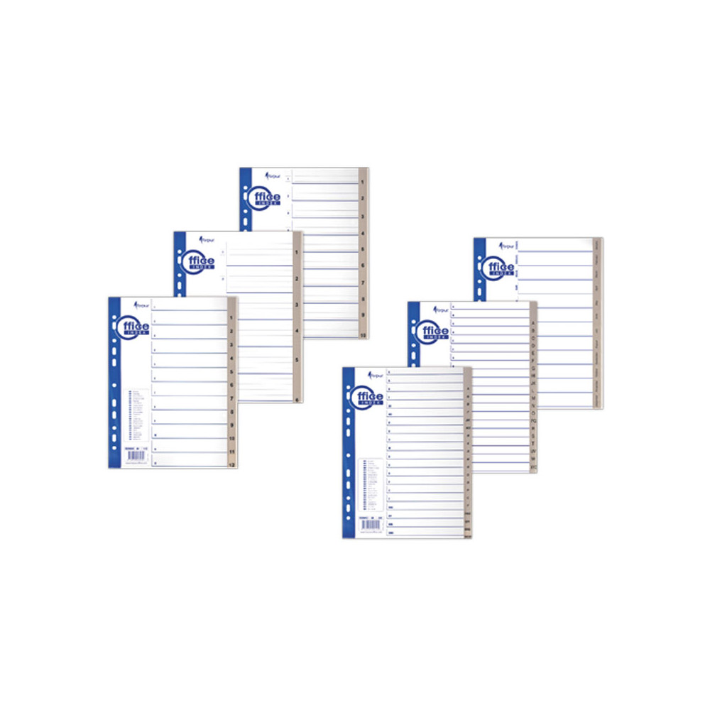 Plastikiniai skiriamieji lapai 1-12, A4-Skiriamieji lapai-Dokumentų laikymo, archyvavimo